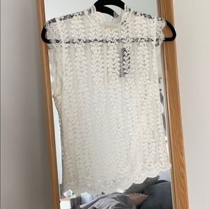 Dynamite High Collar Lace Blouse